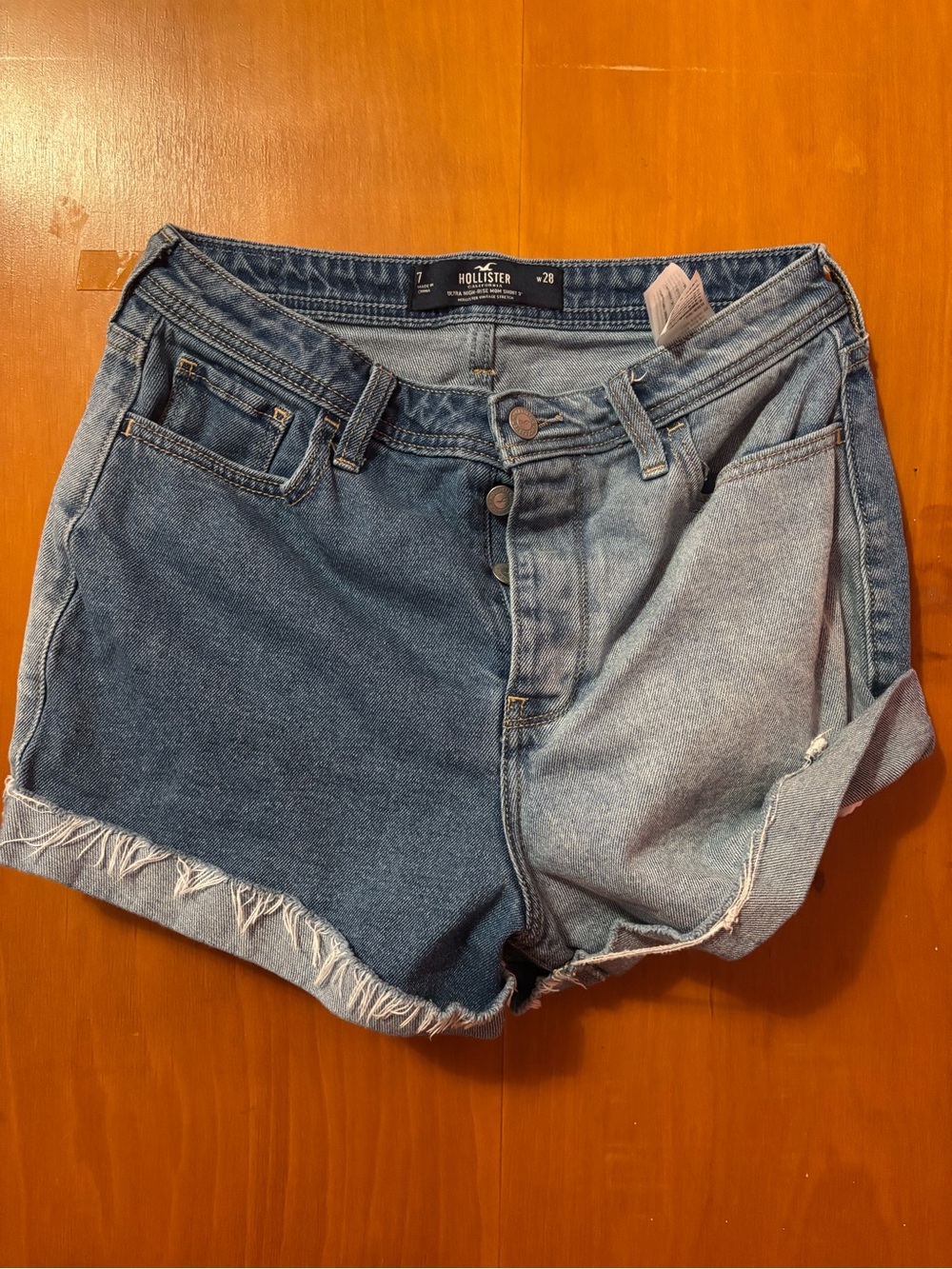 Hollister Two-Tone Blue Denim Cutoff Shorts